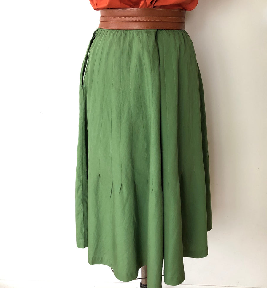 1950's Green Cotton Skirt - 27/28