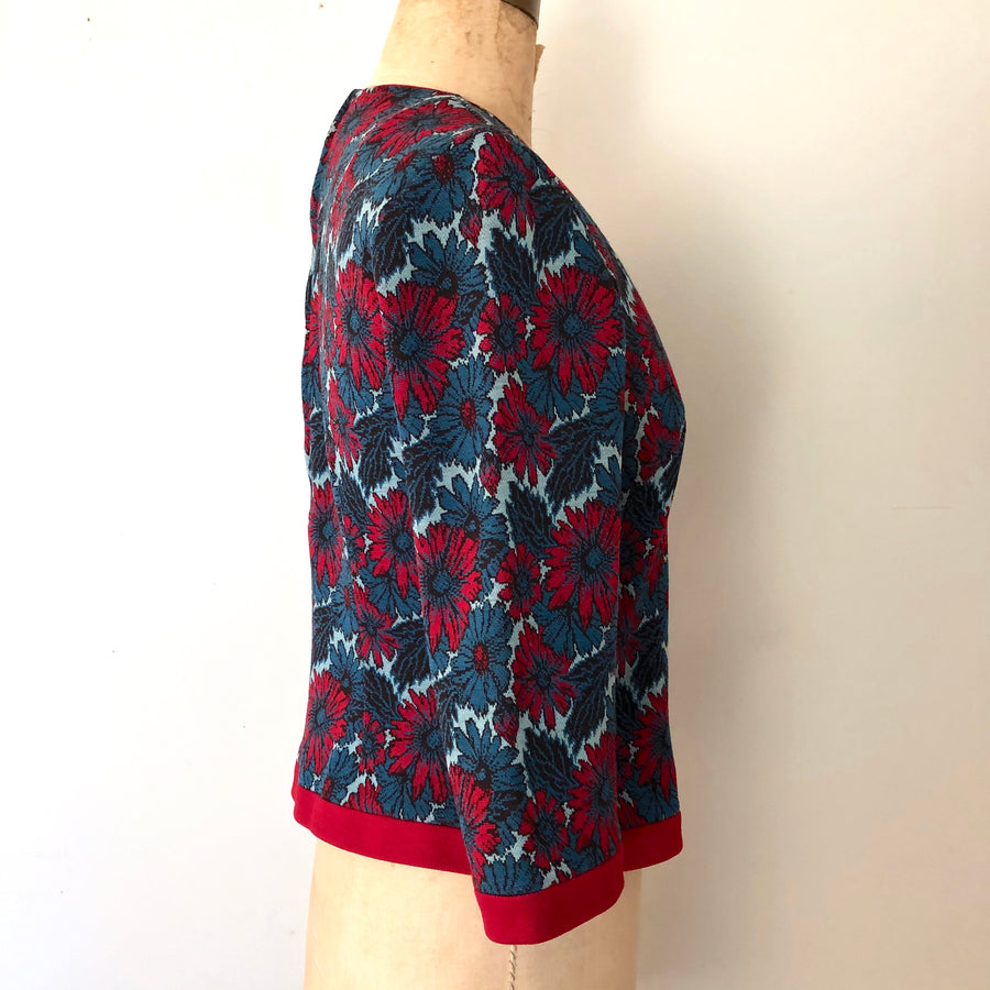 1960's Flower Power Knit Sweater - Size M