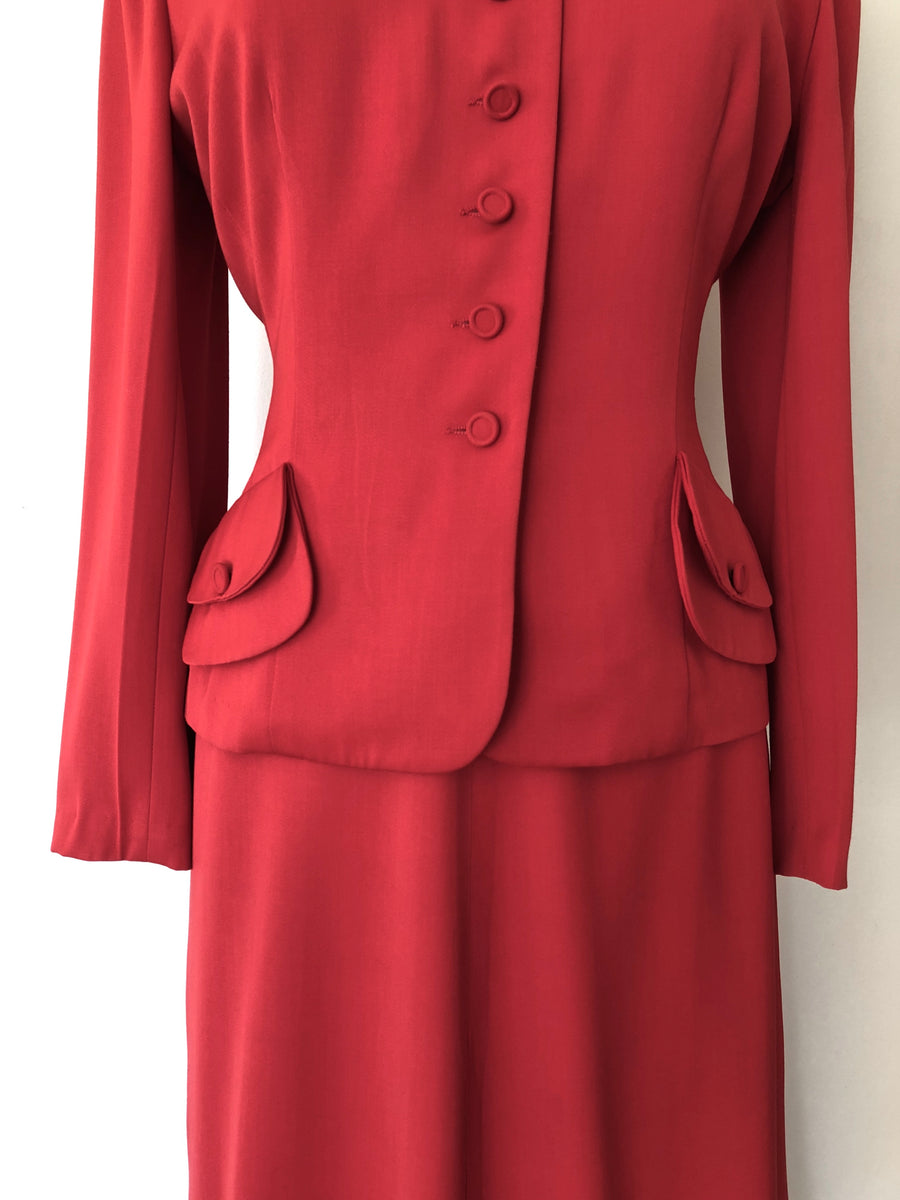 1940's Red Hot Suit - 40's 2 PC Set - Size M