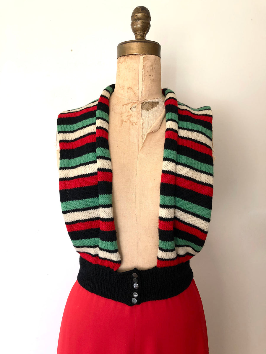 1970's does 40's Striped Sweater Vest - Size S/M