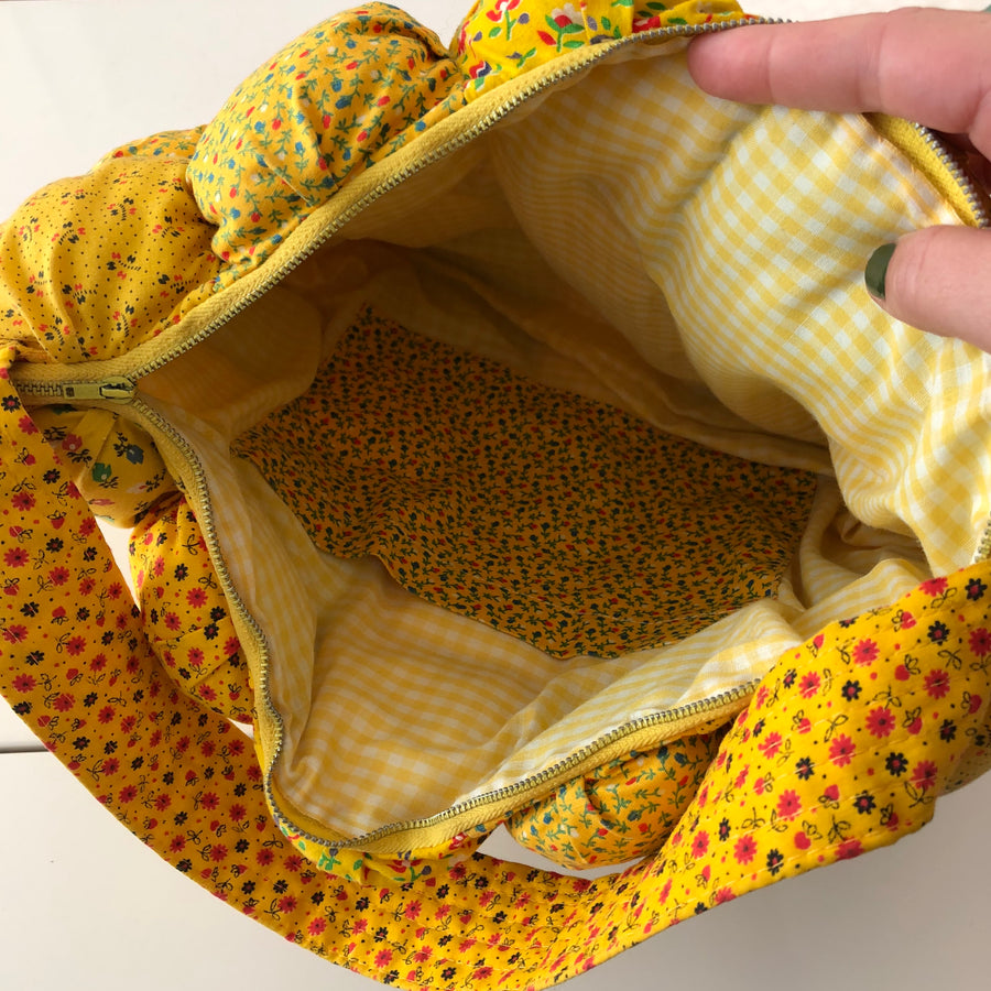 1970's Yellow Floral Fabric Purse