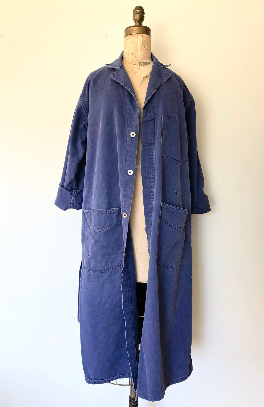 1950's Workwear Jacket - Blue Herringbone Twill Jacket - Size L