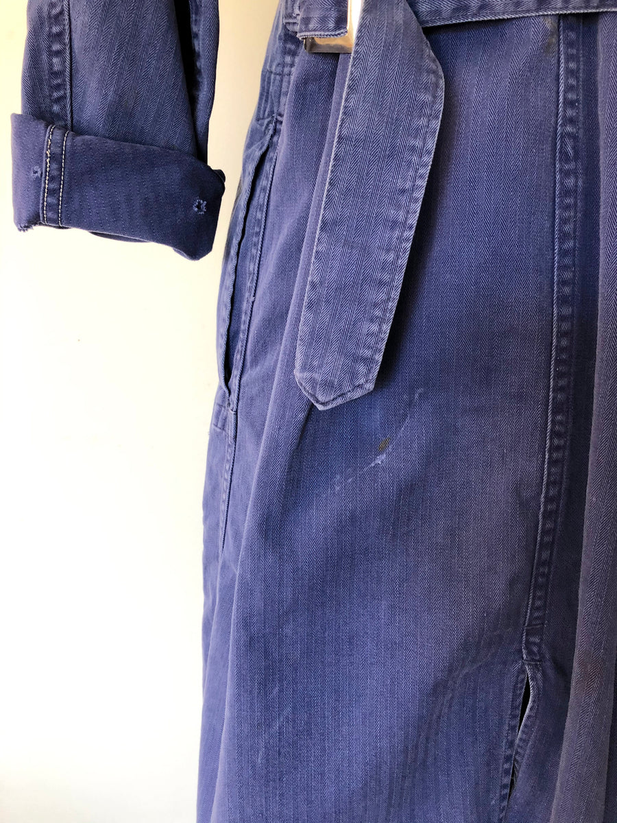 1950's Workwear Jacket - Blue Herringbone Twill Jacket - Size L