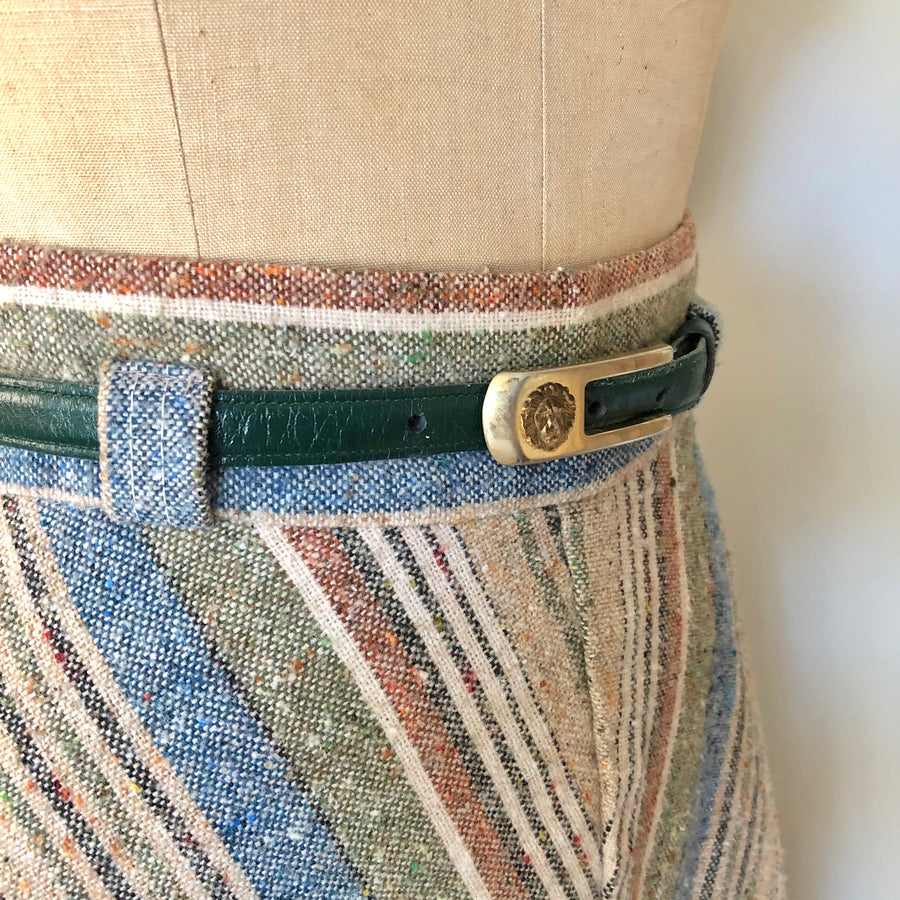 Vintage Anne Klein Green Skinny Leather Belt - 25-28