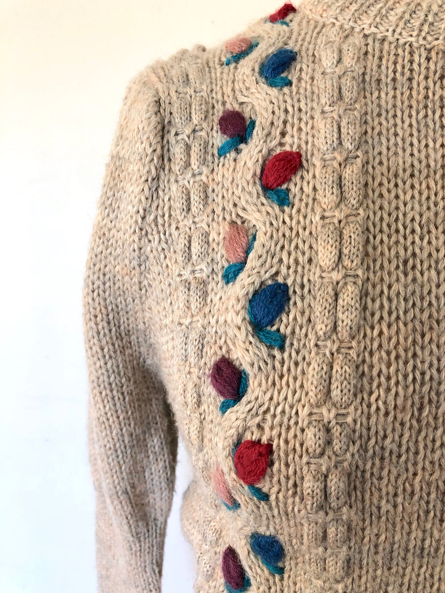 70's/80's Embroidered Sweater - Size S/M