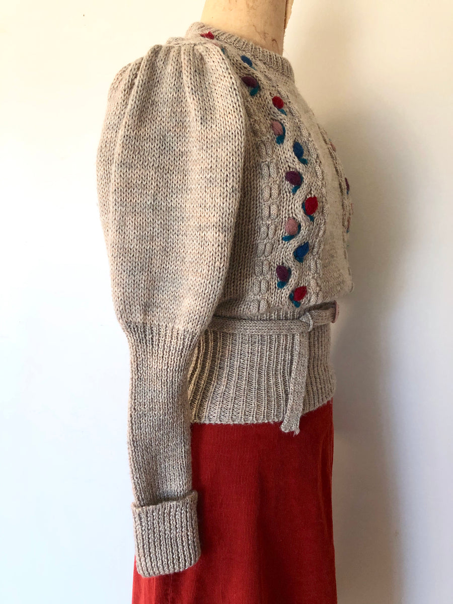 70's/80's Embroidered Sweater - Size S/M