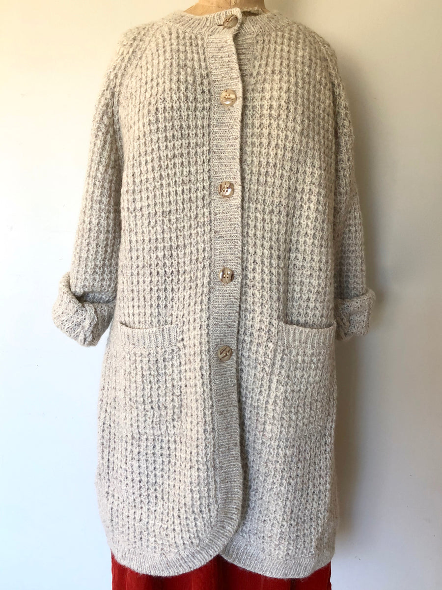 70's Long Knit Cardigan Sweater - Size M/L/XL