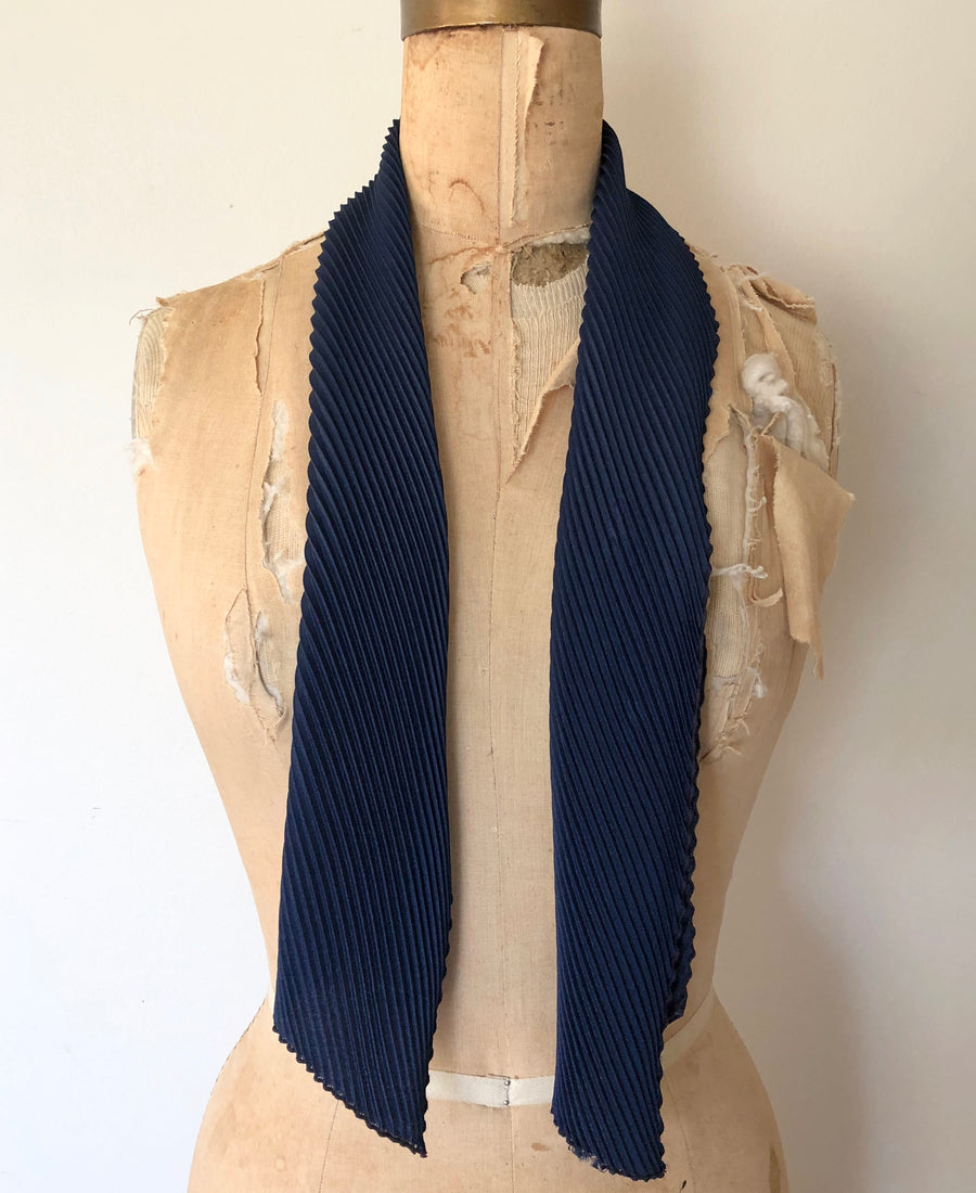 Navy Blue Pleated Neck Scarf