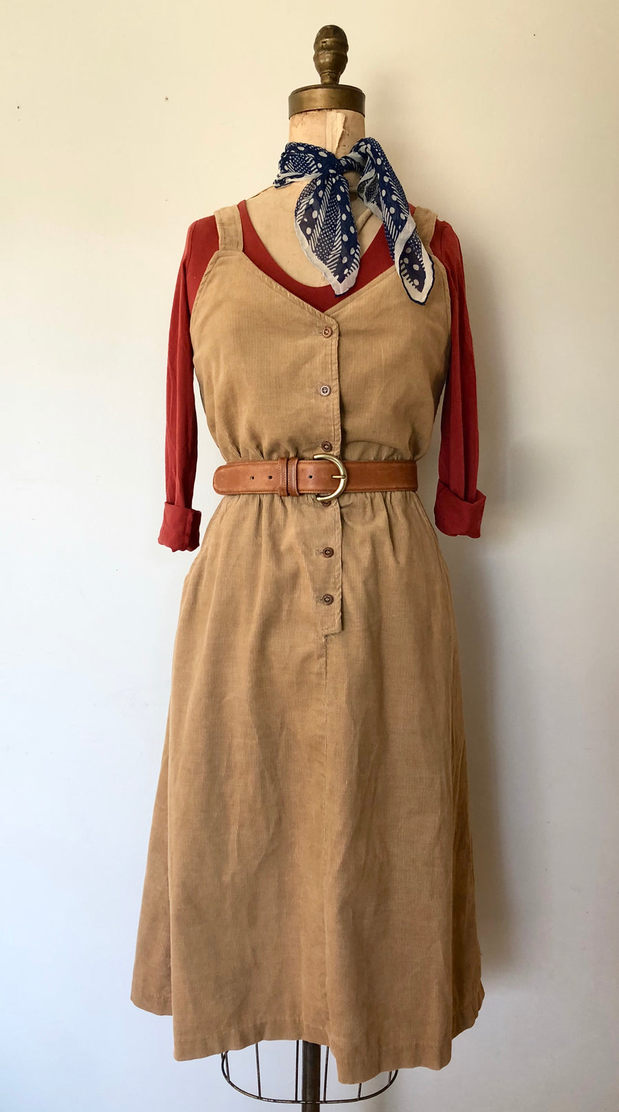 1970's Corduroy Jumper Dress - Size S/M