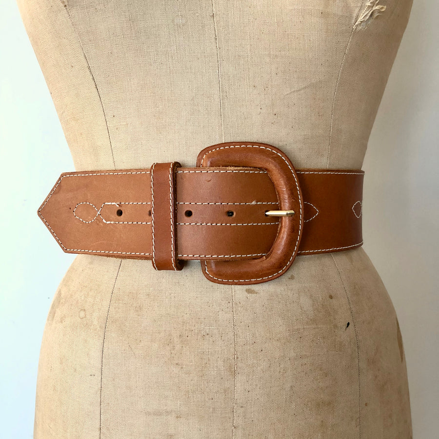 Vintage Brown Leather Belt - 27-33