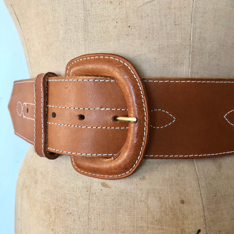 Vintage Brown Leather Belt - 27-33