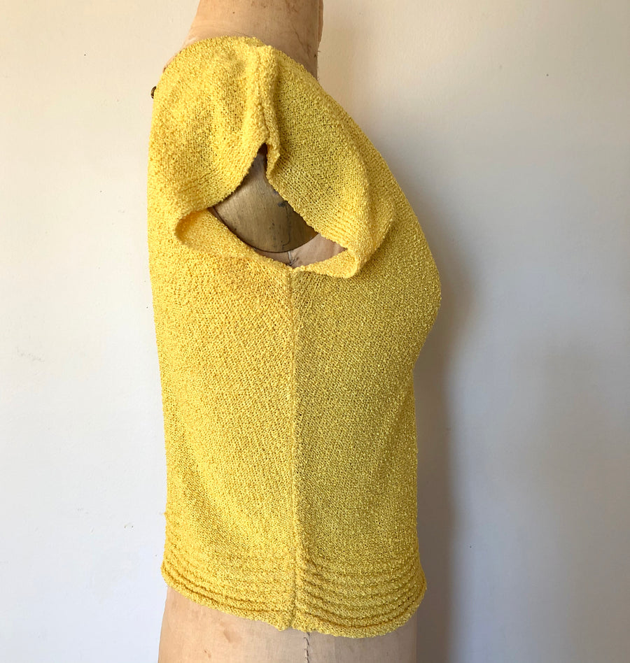 1940's Rayon Knit Yellow Sweater - Size S/M