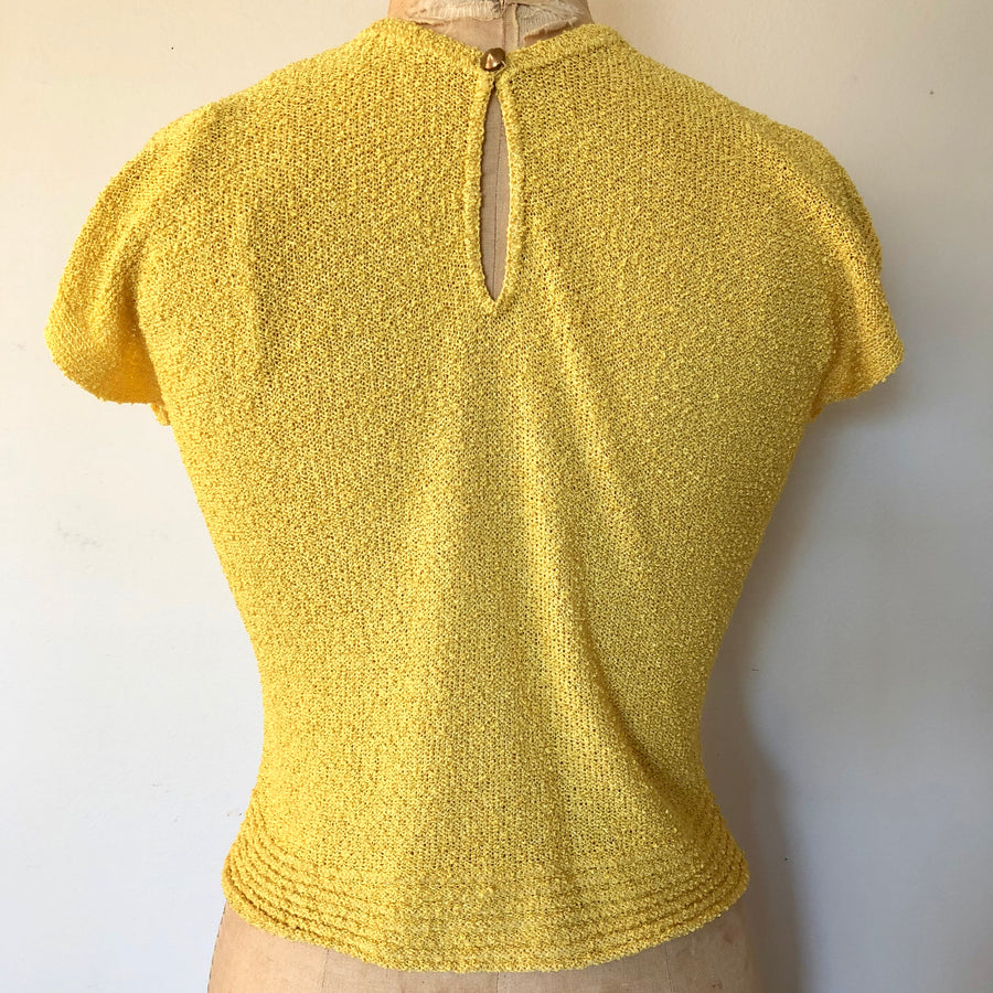 1940's Rayon Knit Yellow Sweater - Size S/M