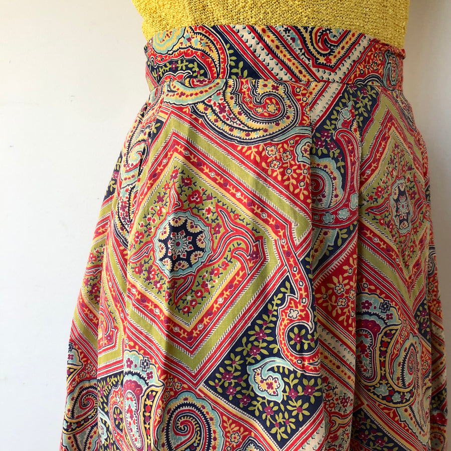 Vintage 1950's Paisley Cotton Skirt - 27