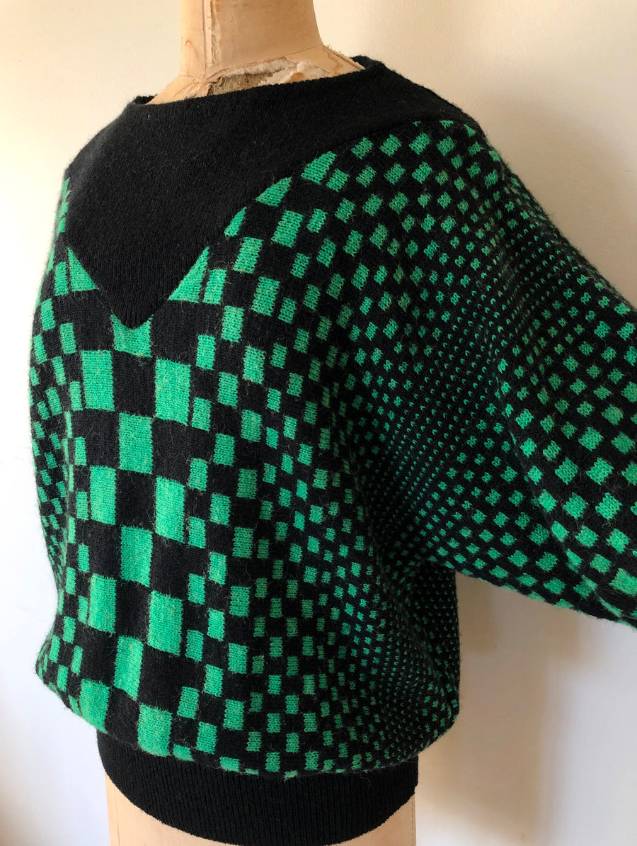 80's Batwing Geometric Knit Sweater - Size M/L/XL