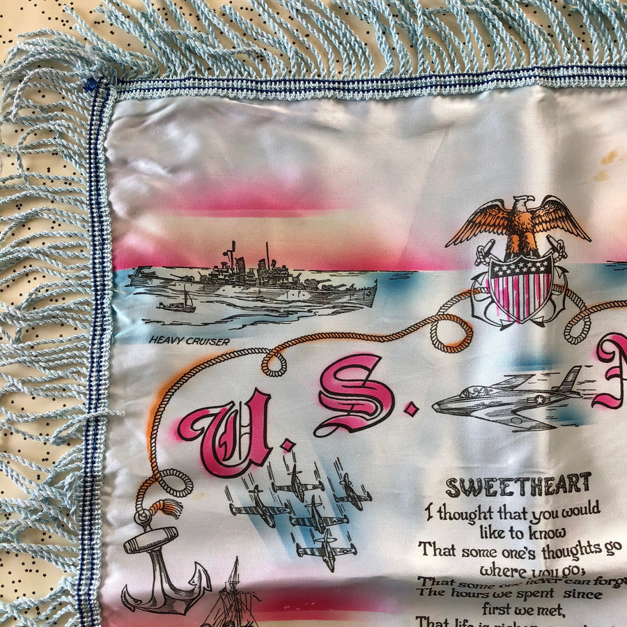 U.S. Navy Souvenir Sweetheart Pillow Case - AS IS