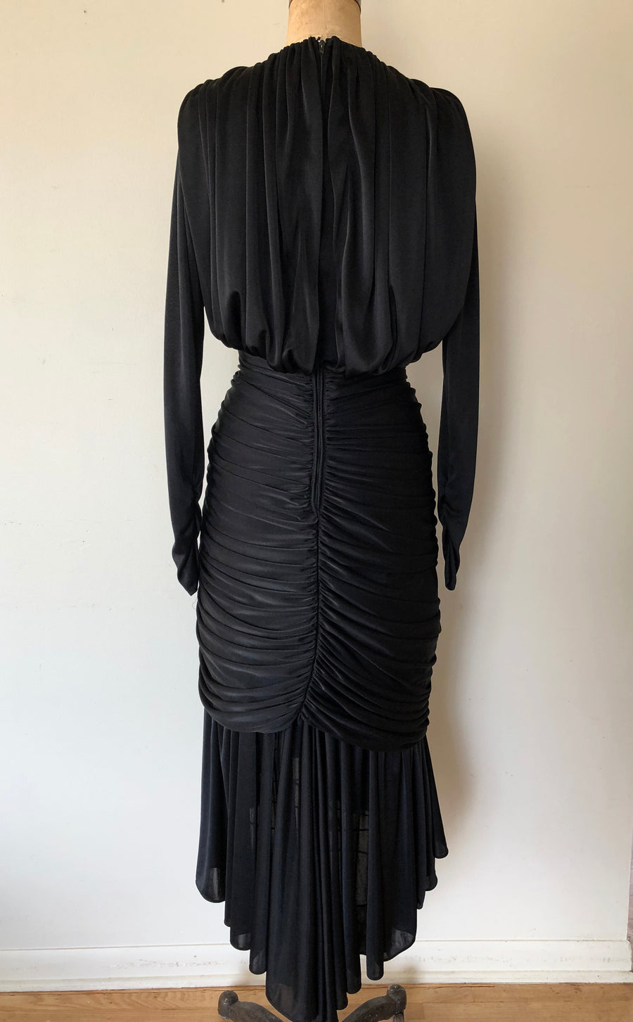 1980's Black Rhinestone Party Dress - Size M