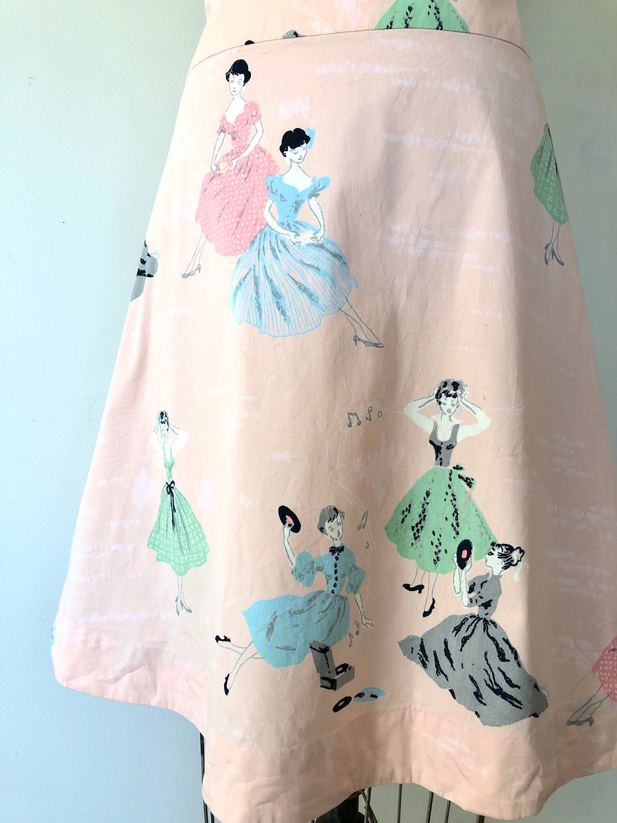 Modern 50's Women Novelty Print Skirt - 36