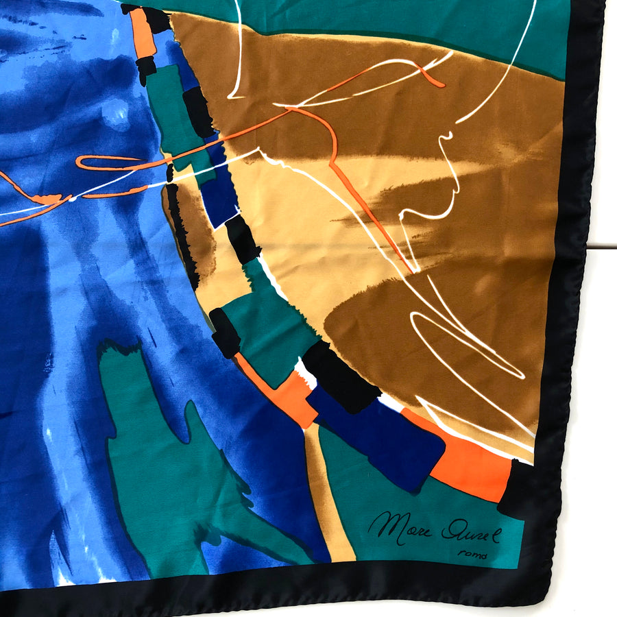 Large Vintage Abstract Silk Scarf