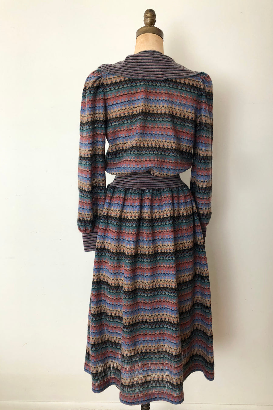 70's 80's Striped Knit Dress - Size M