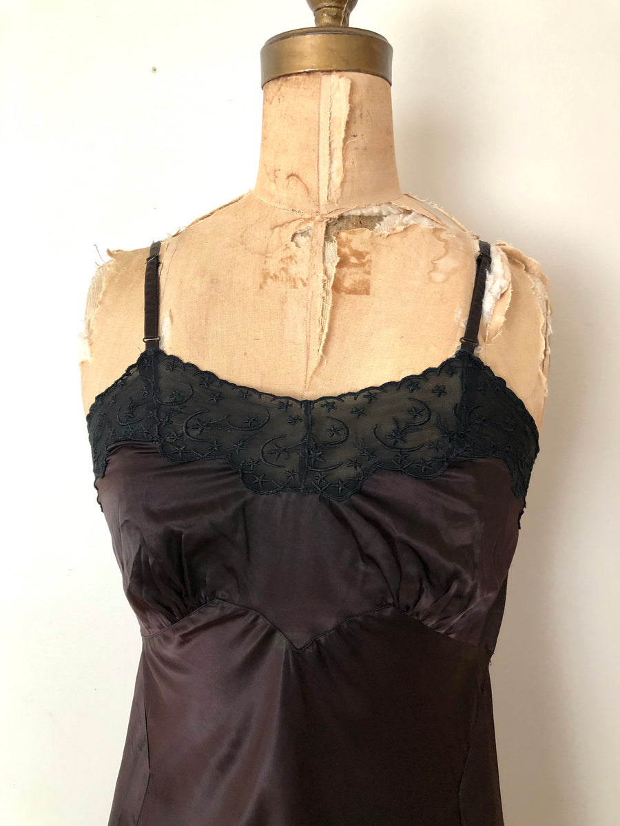 1940's Celestial Embroidered Slip - Size XS/S