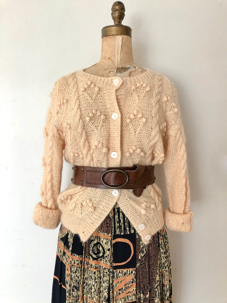 Vintage Popcorn Knit Cardigan Sweater - S/M