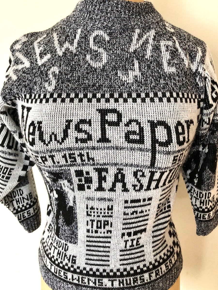 Vintage 80's Newspaper Sweater - Size XS/S