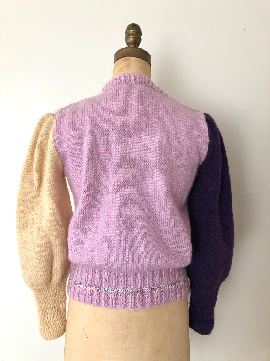 ON HOLD - 80's Colorblock Puff Sleeve Sweater - Size M