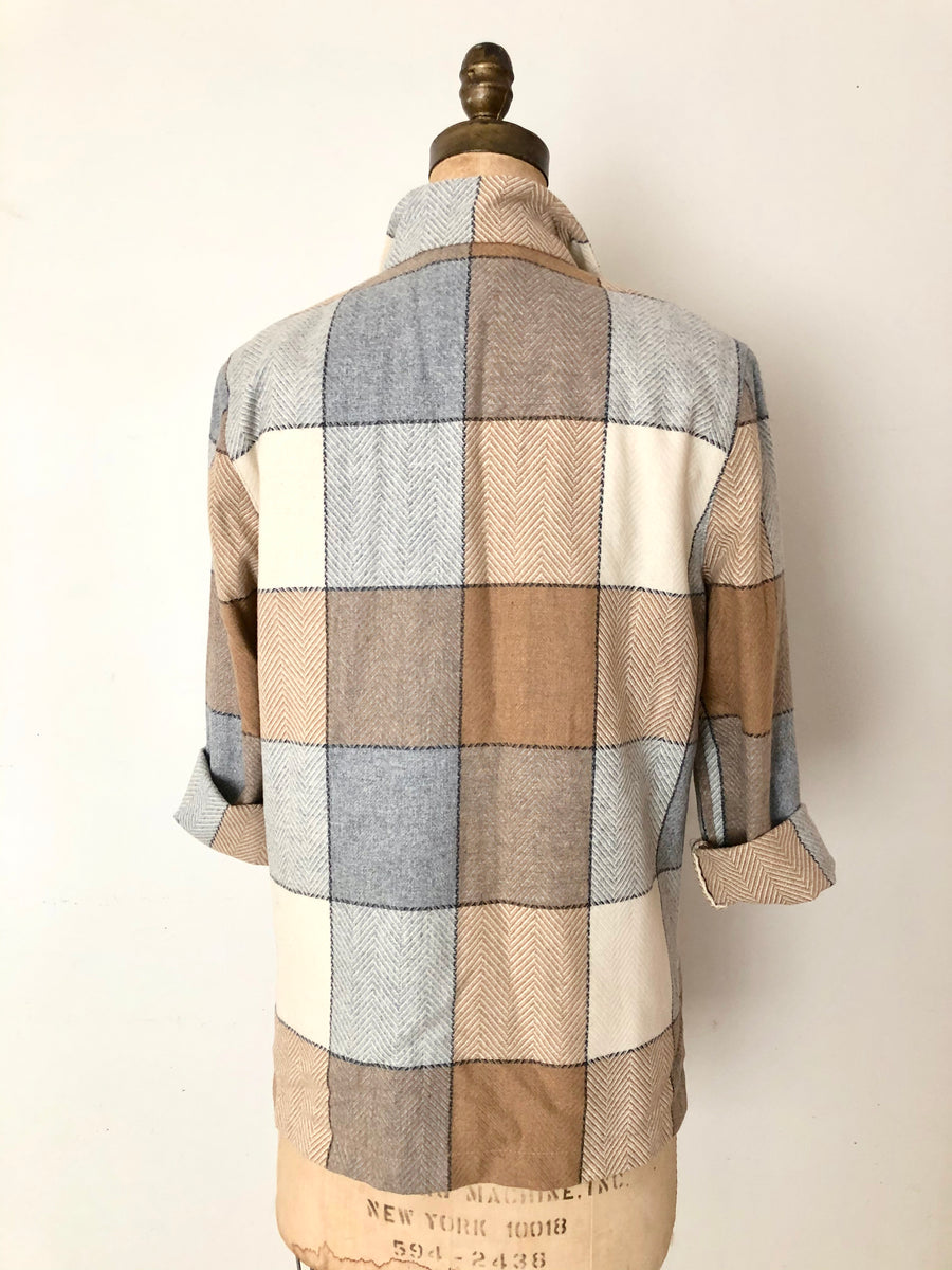 80's Plaid Wool Jacket - Size M