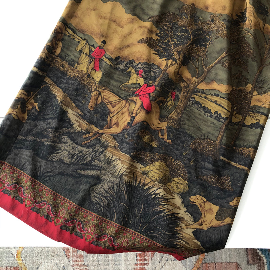 90's Silk Horse Print Skirt - 28