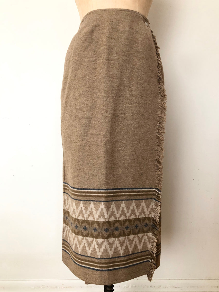 Vintage Southwestern Fringe Wrap Skirt