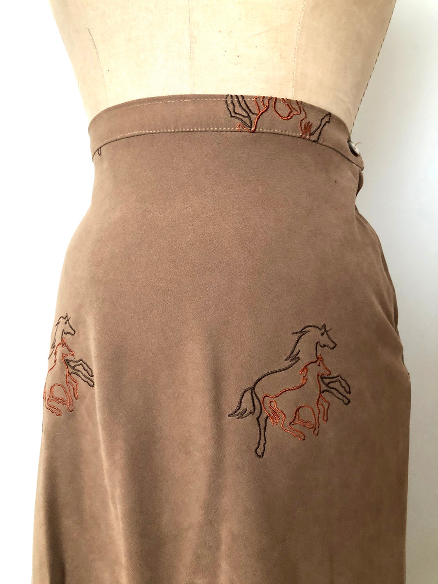 Vintage Embroidered Horse Skirt - 29/30