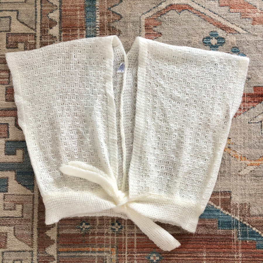 70's White Wrap Sweater - Size S/M/L