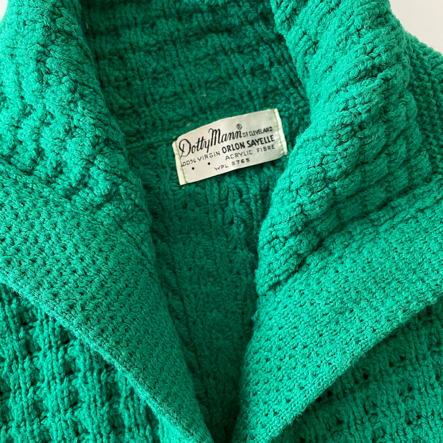 1960's Kelly Green Cropped Knit Cardigan - M