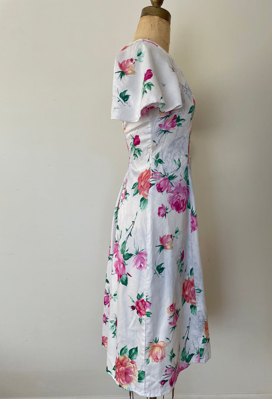 90's Cotton Rose Dress - Size M
