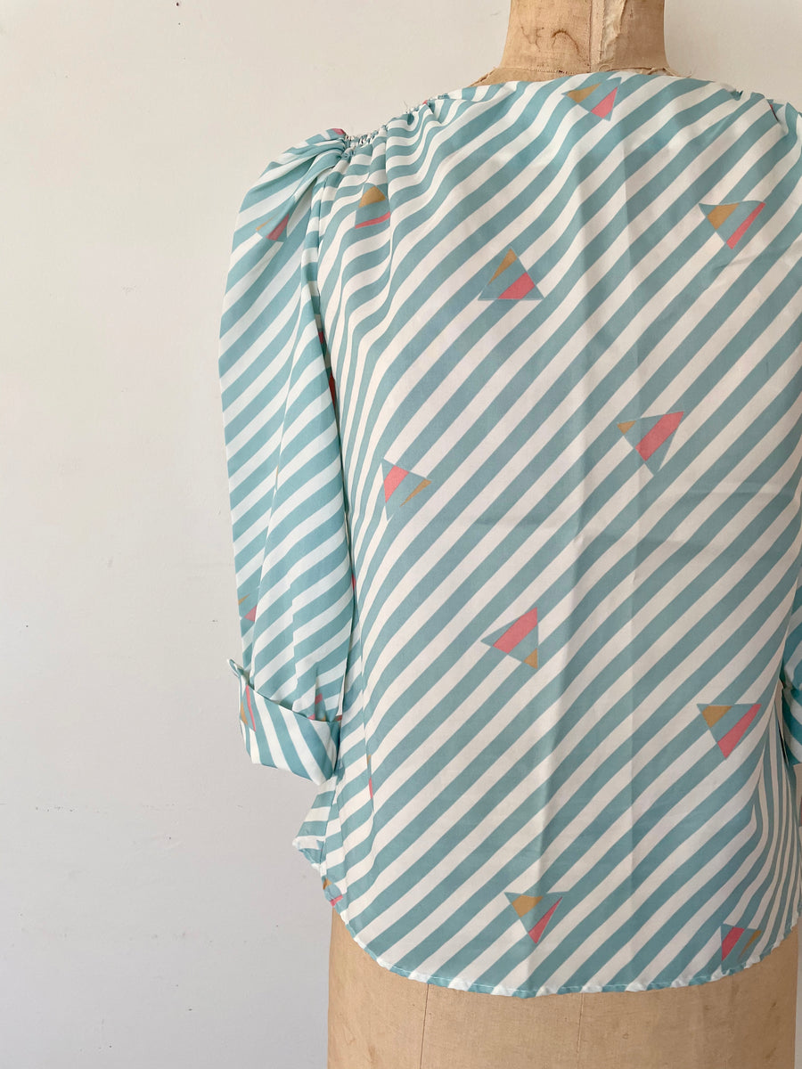 80's Striped Triangle Blouse - Size S/M