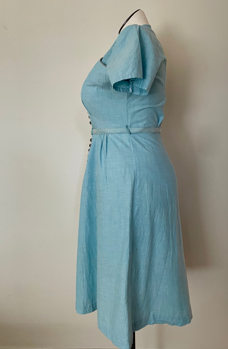1950's Blue Cotton Dress - Size Large