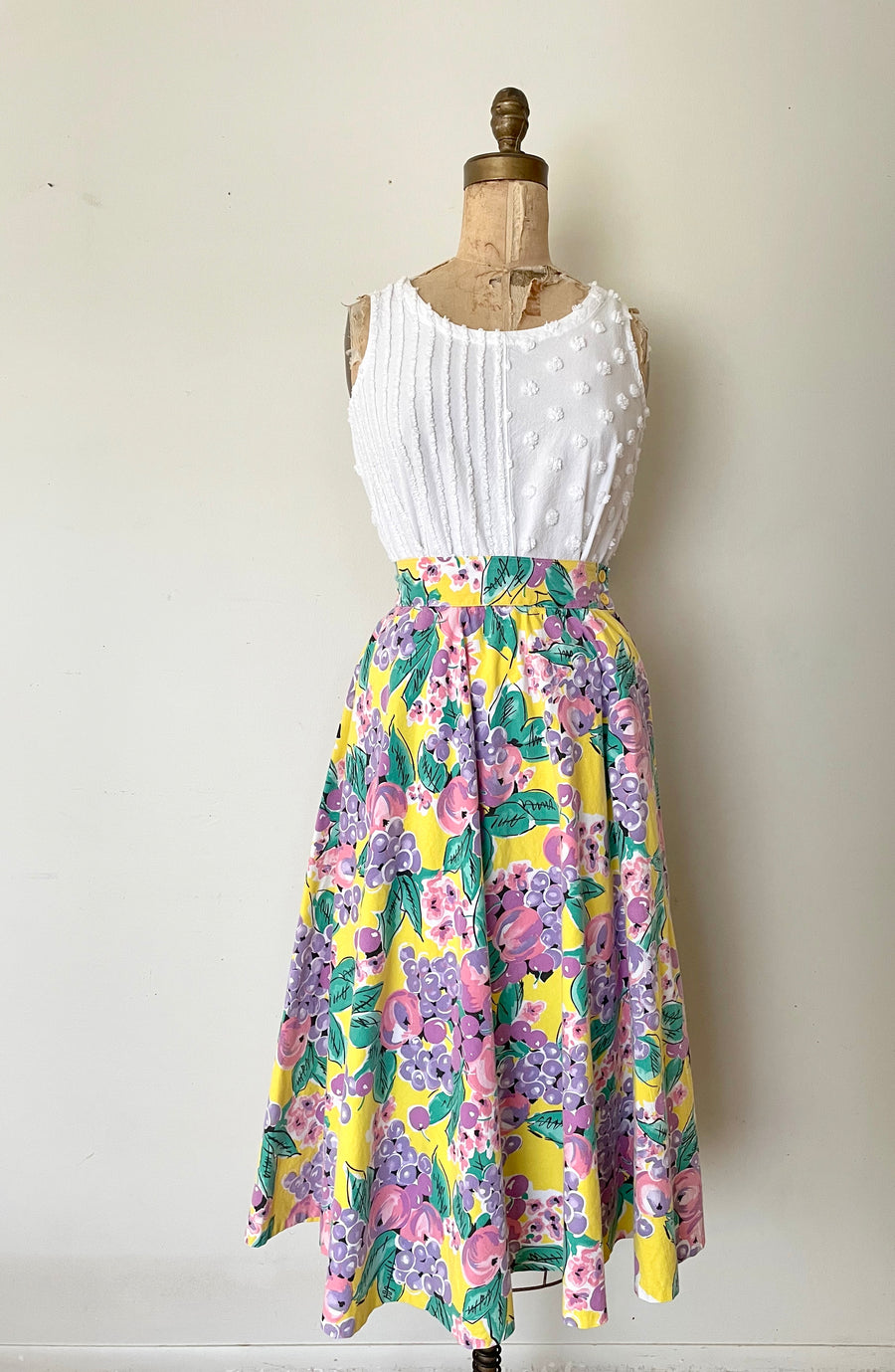 Vintage Cotton Fruit Print Skirt- 26