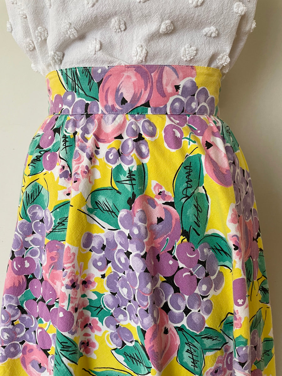 Vintage Cotton Fruit Print Skirt- 26