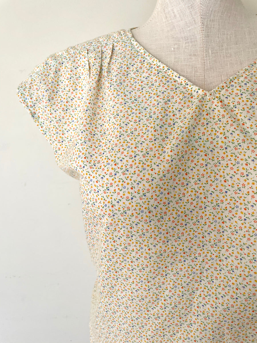 70's Floral Top - Size Large