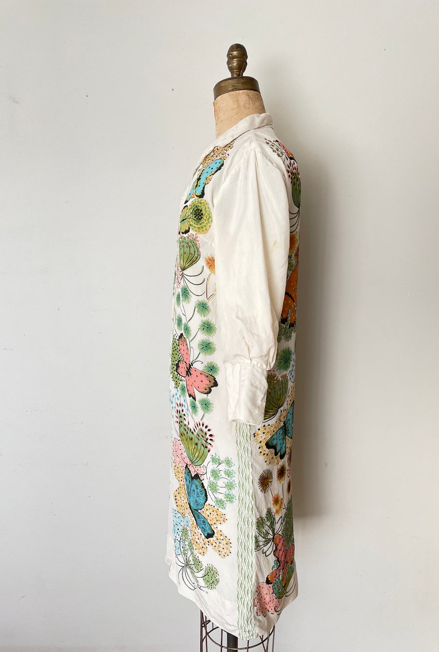 1960's Serbin Butterfly Novelty Print Silk Dress - Size S/M