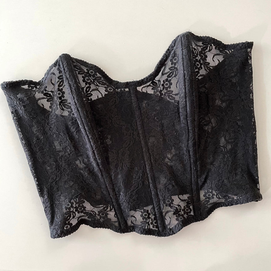 Vintage Black Lace Bustier - Size M
