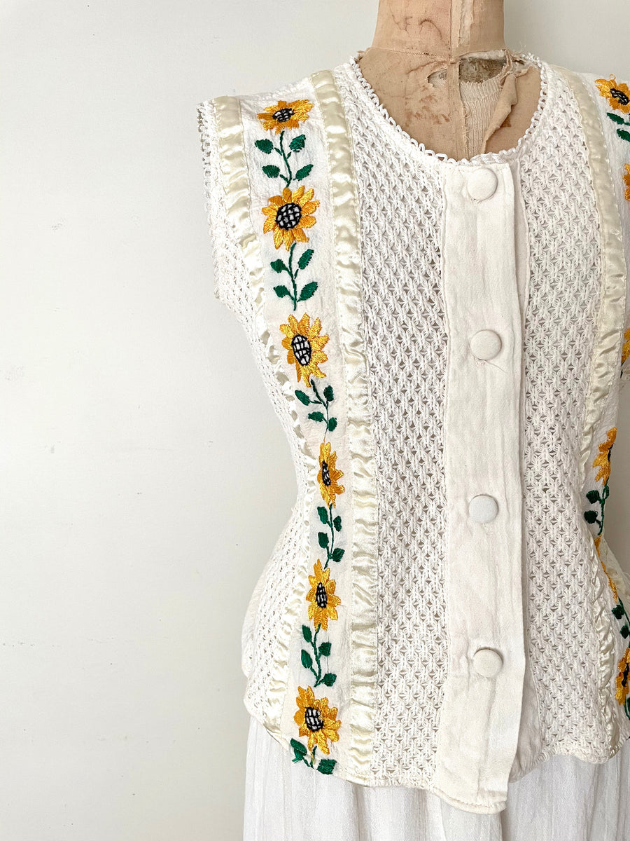 90's Embroidered Sunflower 2 PC Set - Size M