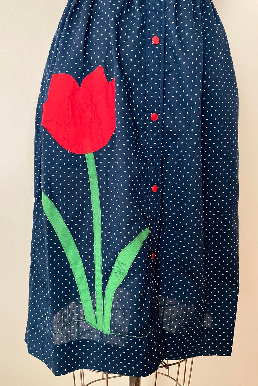 1970's Tulip Polka Dot Sun Dress - Size Small