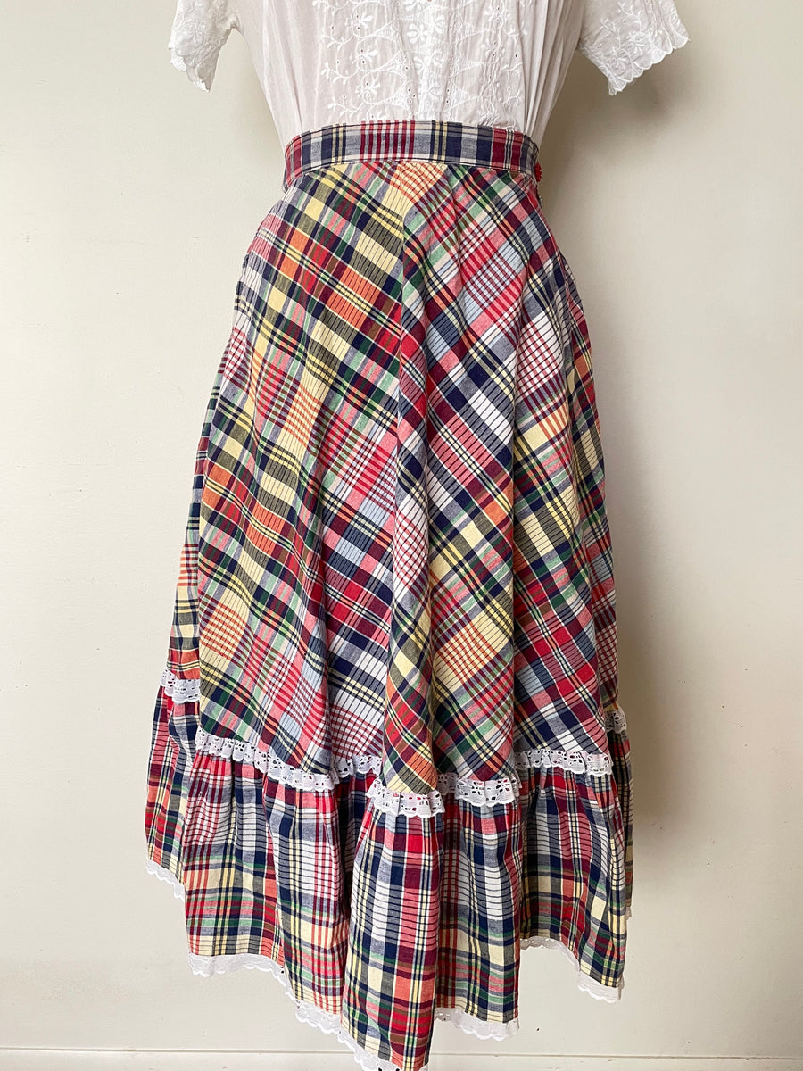 1970's Plaid Skirt - Waist 25/26