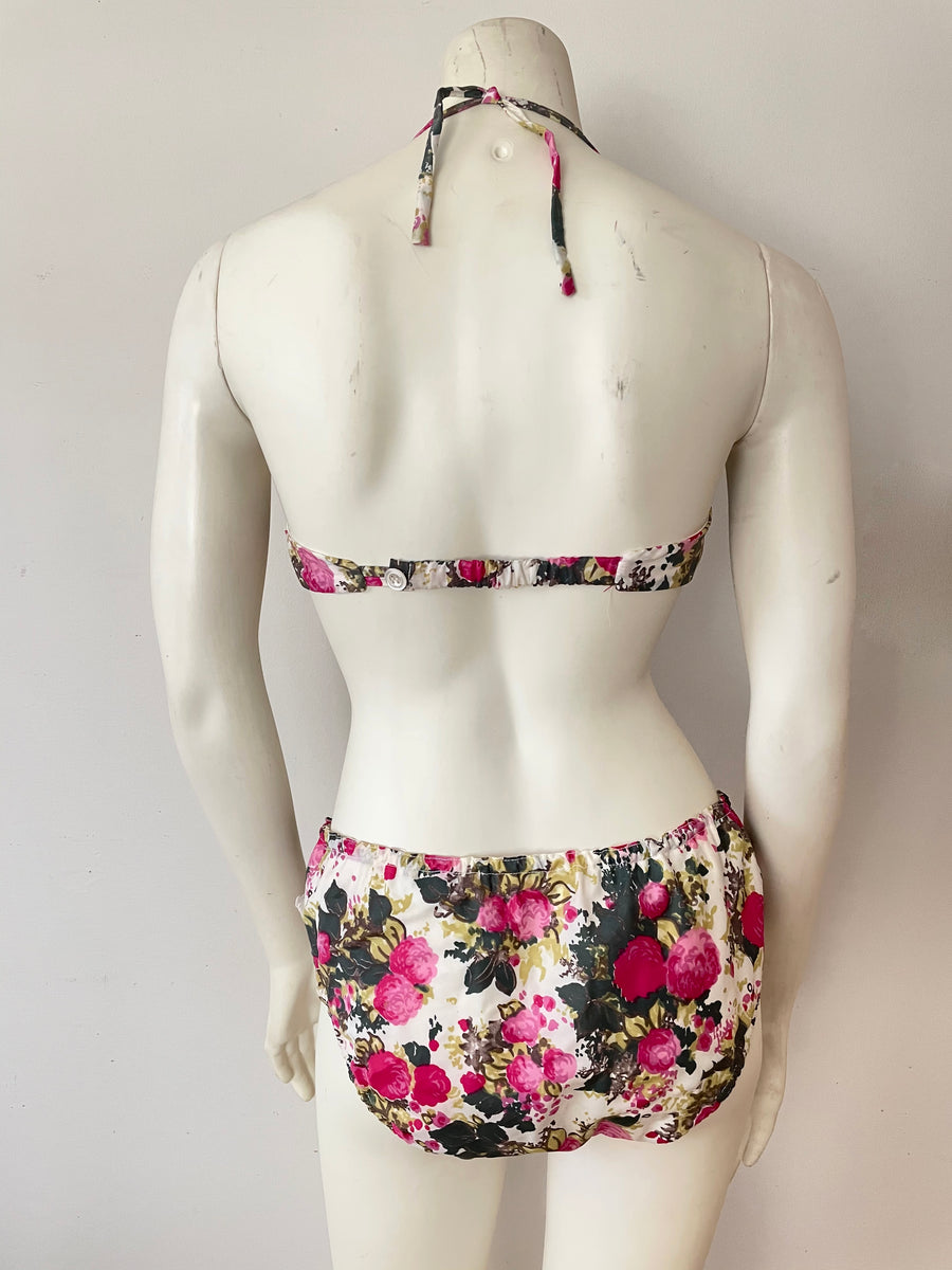 1960's Floral French Bikini - Henry A La Pensee Swimsuit - Size XS/S