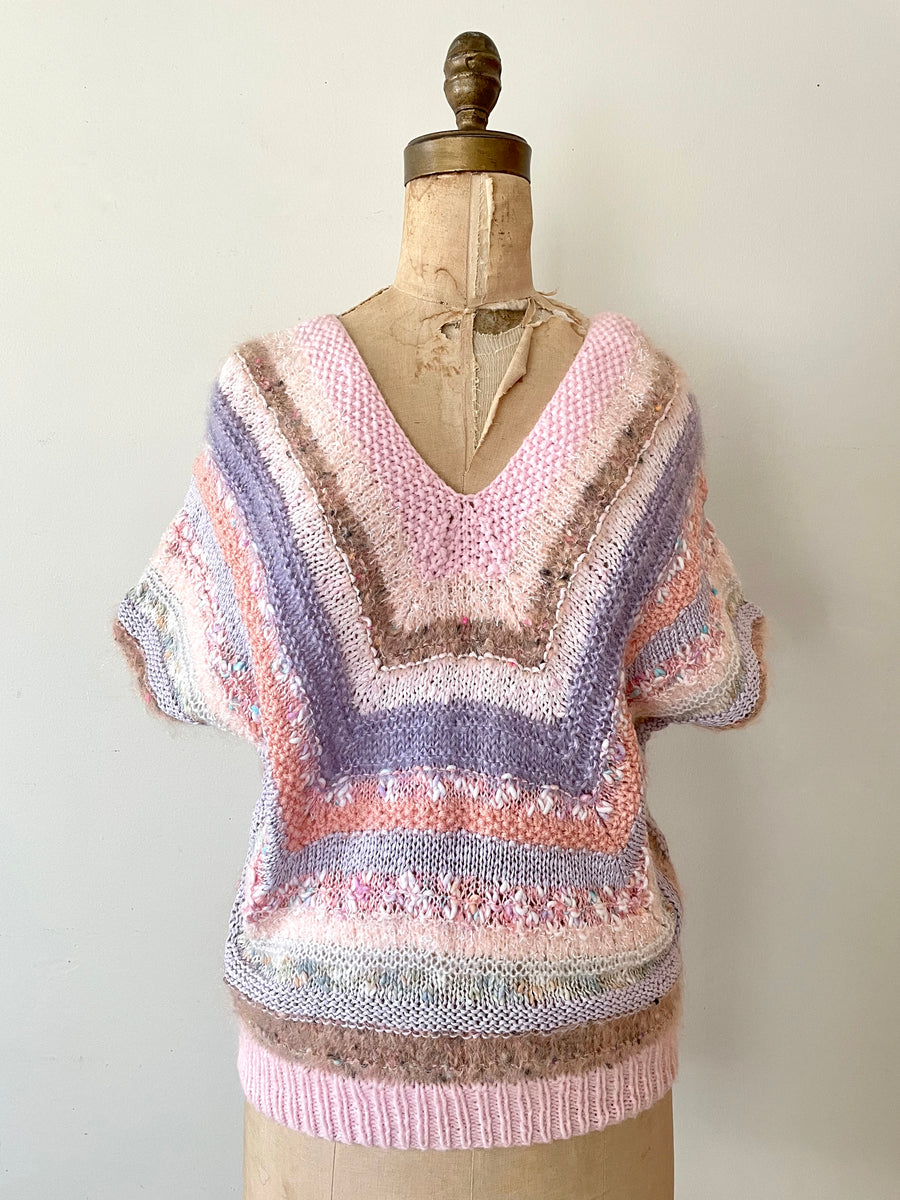 Striped Fuzzy Knit Sweater - Size M