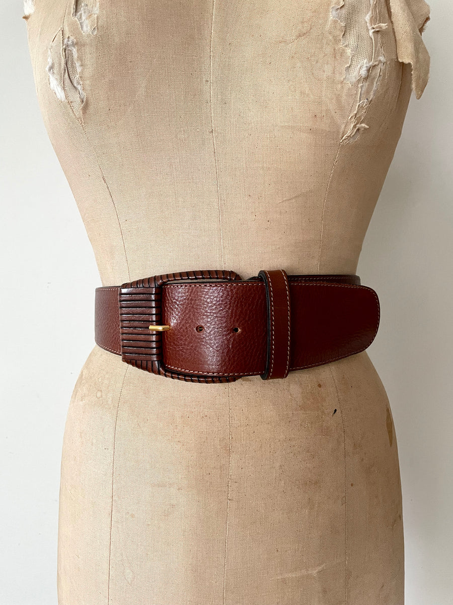 Vintage Italian Brown Leather Belt - 25-29