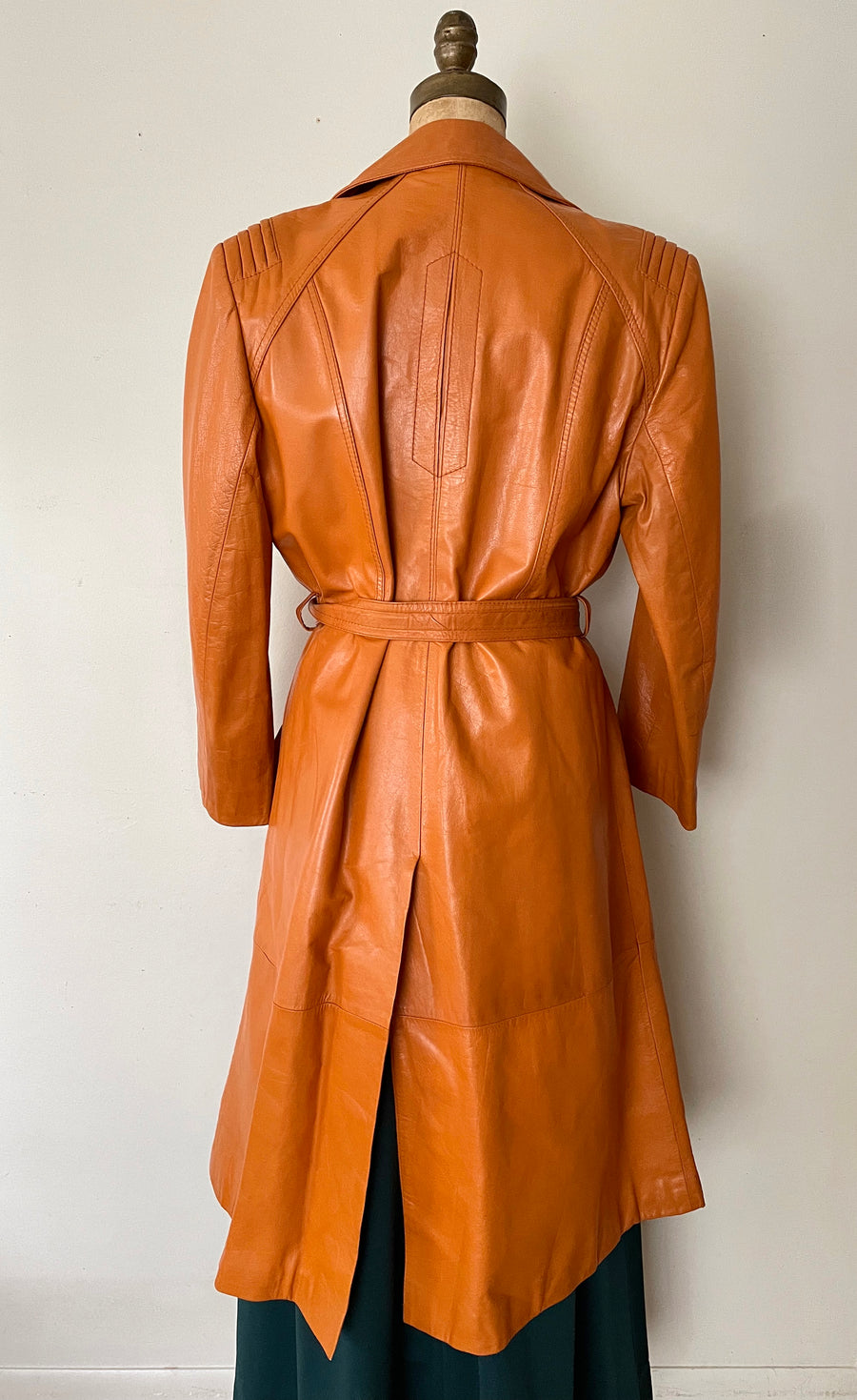 1970's Leather Trench Coat - Size L