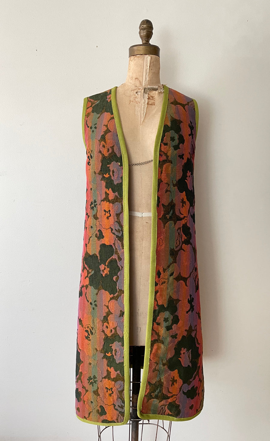 1970's Floral Long Tapestry Vest - Size S/M